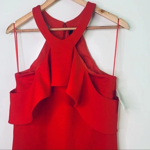 Trina Turk NWT Lipstick Red Jurnee Cold Shoulder Ruffle Dress Size 4 - Picture 5 of 11